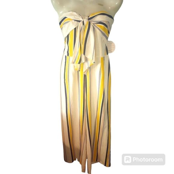 Gypsy & Moon dust striped wide leg  sleeveless jumpsuit with large bow d… - Picture 1 of 11